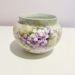 Limoges France Lilac and Green Floral Cache Pot Indoor Planter