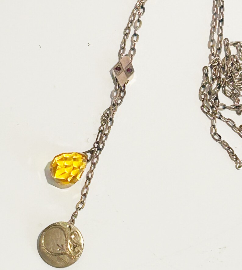 Antique Victorian Ruby Slide Lariat Charm Necklace Topaz Cut Etsy