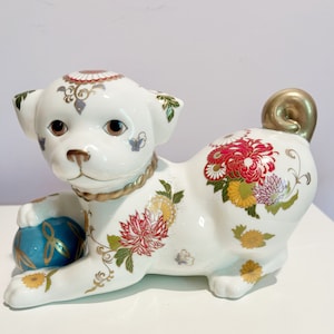 Vintage Chinoiserie Imperial Welpe von Satsuma Foo Hundestatue Wächterhund Foo Dog