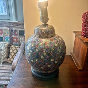 Antique Asian Chinoiserie Ginger Jar Porcelain Lamp