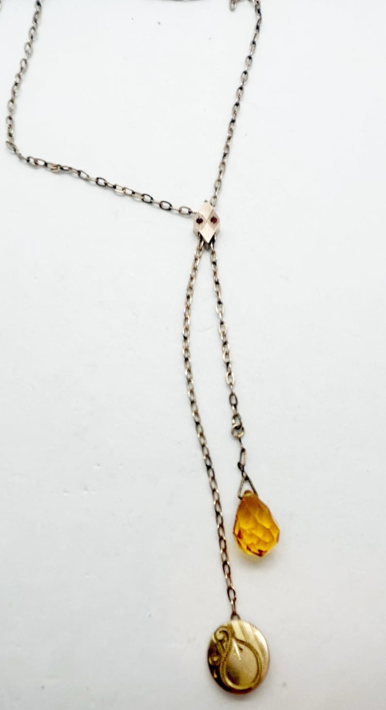 Antique Victorian Ruby Slide Lariat Charm Necklace Topaz Cut Etsy