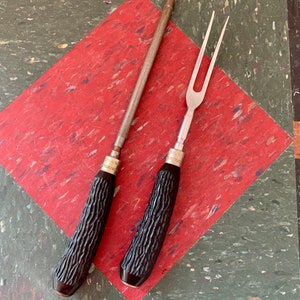 Vintage Bakelite Antler Fork and Knife Sharpener