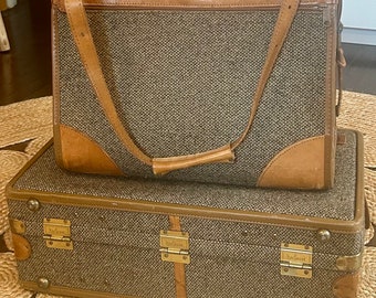 Hartmann Gepäck, Tweed Leder Gepäck, 2-er Set, Pullman Koffer Traincase