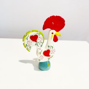 Hand Painted Ceramic Barcelos Rooster Figurine: Portuguese Good Luck Symbol