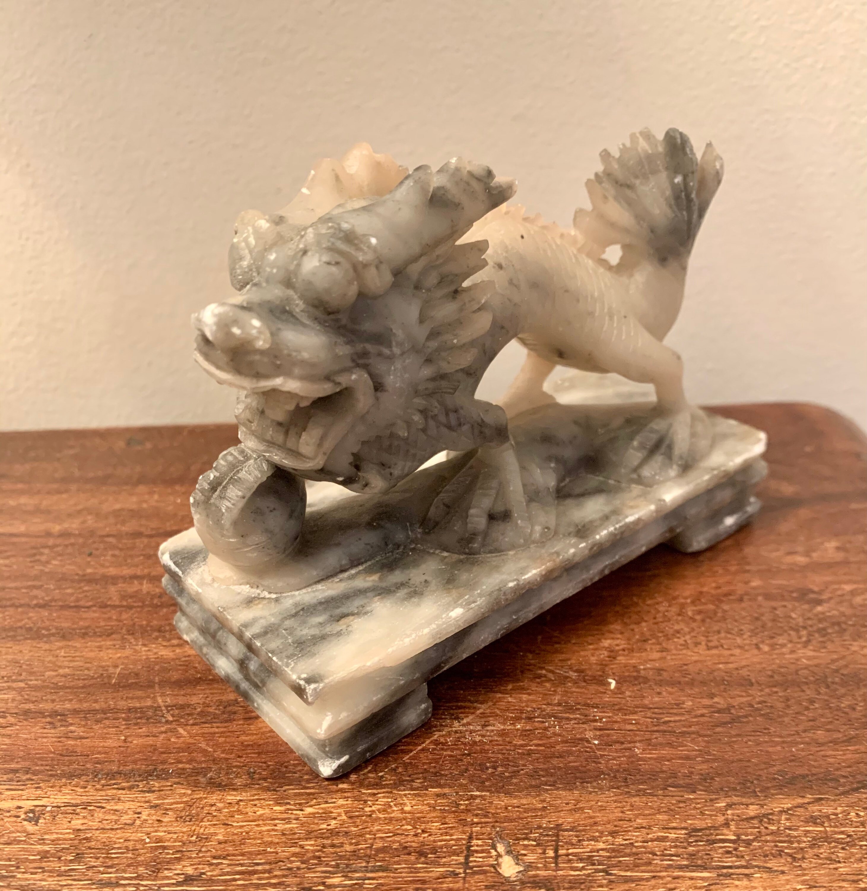 Vintage Carved Dragon Soapstone Sculpture Etsy