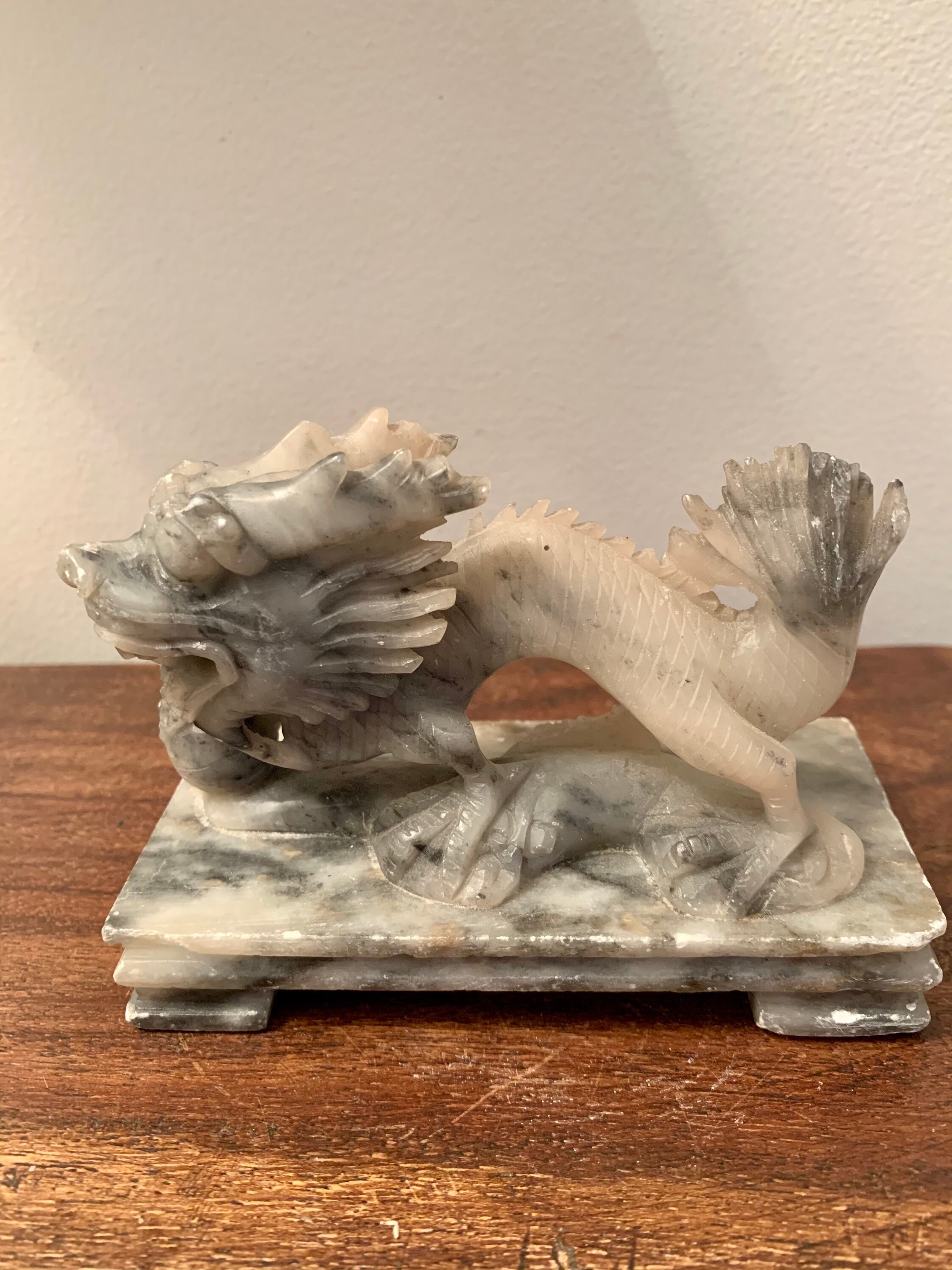 Vintage Carved Dragon Soapstone Sculpture Etsy