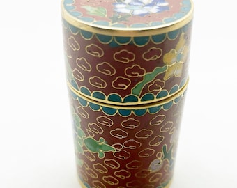 Antique Chinese Cloisonné Snuff Box Cylindrical Box