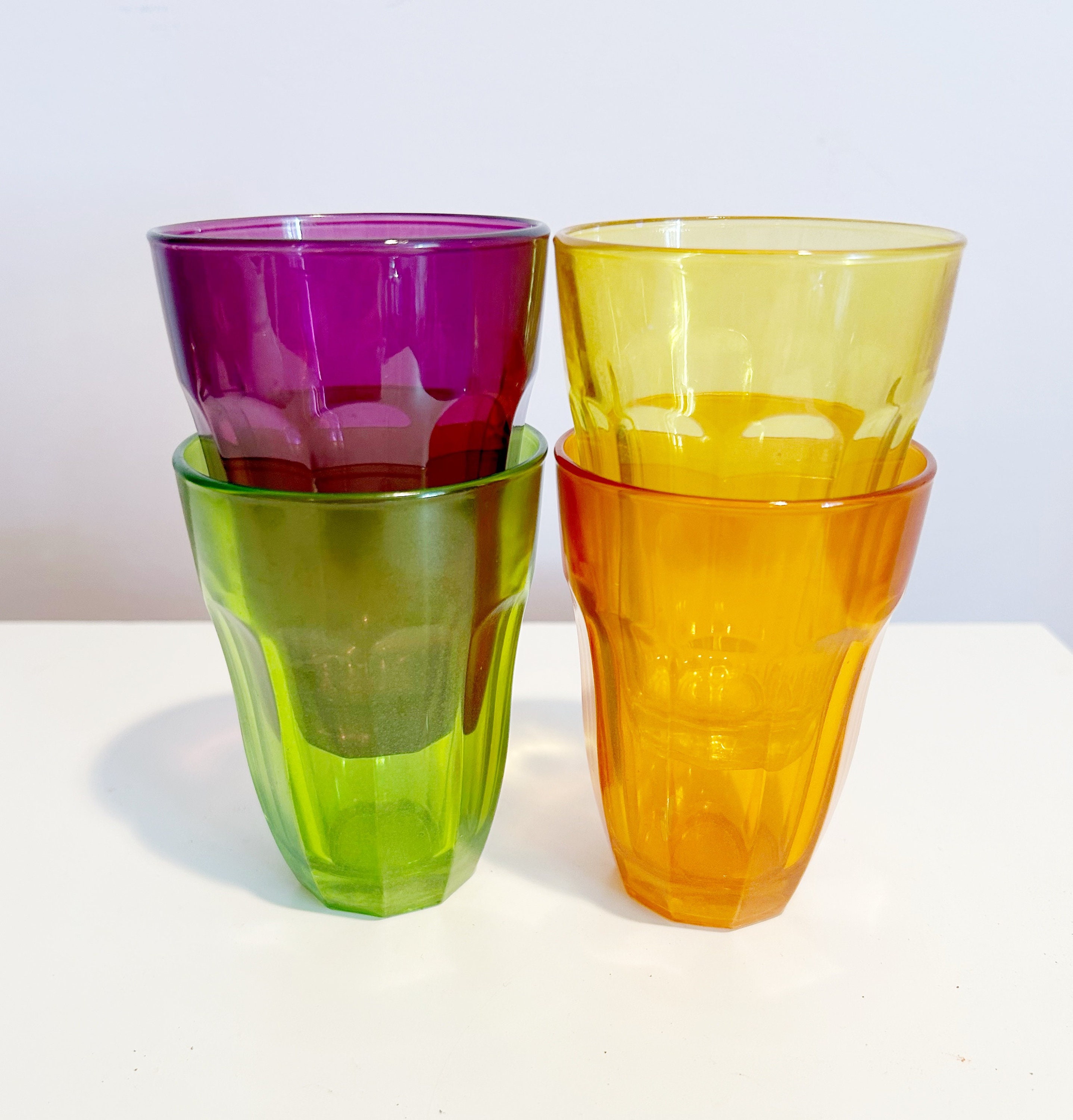 Circleware Gem Jewel Tones Glassware Ribbed 8 Oz Drinking Glasses Set of 4  