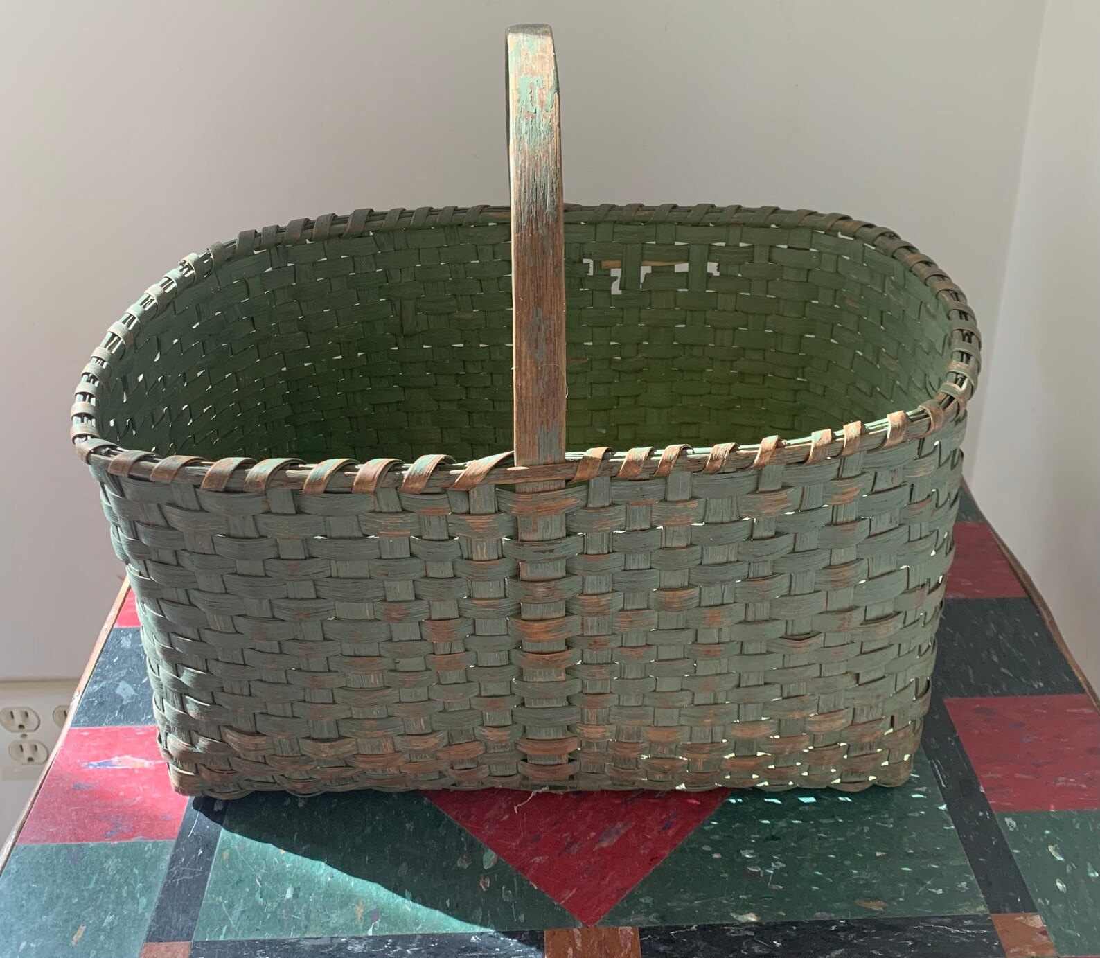 Antique Wicker Farmers Market Basket Tote Wicker Picnic Basket Etsy