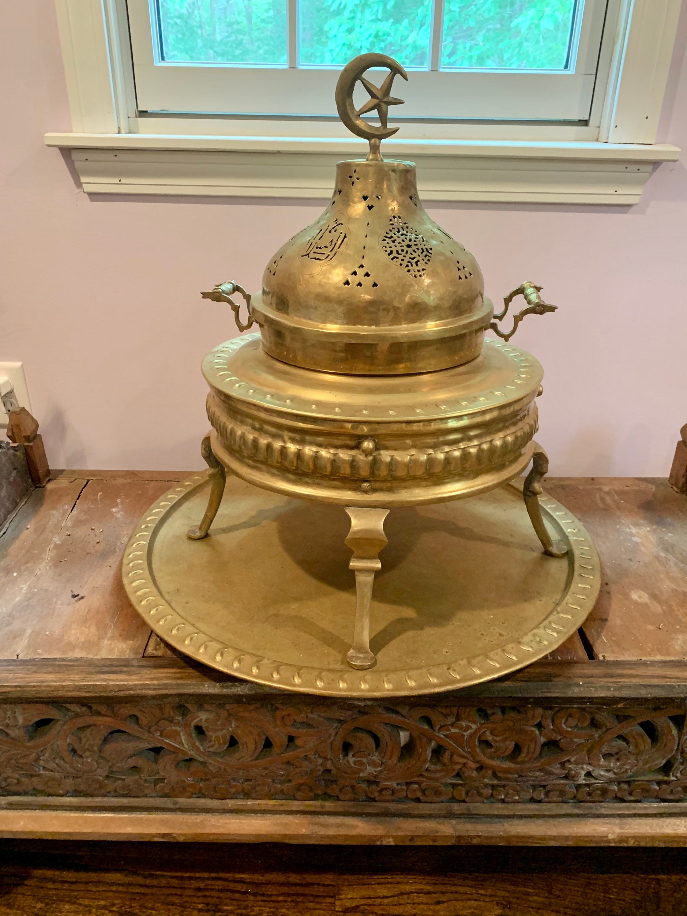 Antique Arabic Brass Brazier Pierced Brass Dome Crescent Moon - Etsy UK