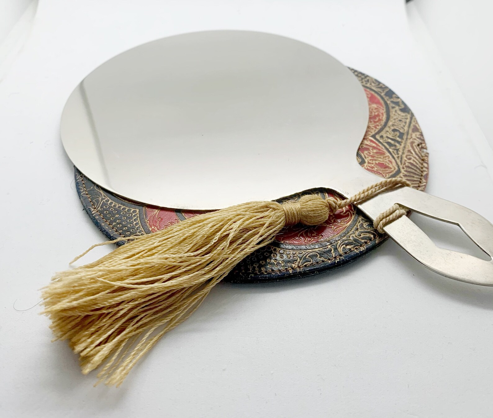 Hand Mirror Purse Mirror Cosmetic Mirror Hand Tooled Leather Etsy