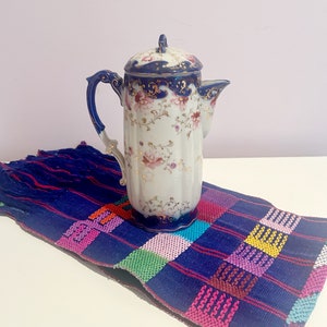Antique Coffee/Hot Chocolate Pot Hand Painted Blue and White