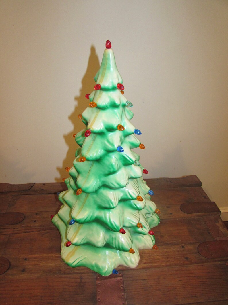 Vintage Blow Mold Hard Plastic Christmas Tree With Lights Etsy