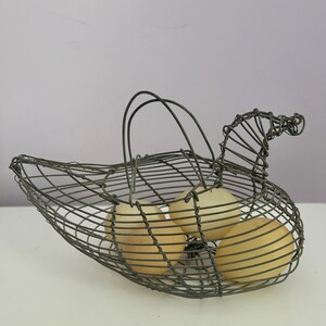 Rooster Hen Wire Egg Basket Country Kitchen Farmhouse Decor