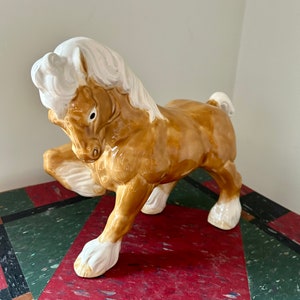 Vintage Clydesdale Ceramic Horse Statue: Large Art Figurine