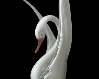 【イタリア 白鳥のムラノガラス】ヴィンテージ 希少なヴィンテージ・セグソ・ムラーノガラスの白鳥彫刻 – ミッド