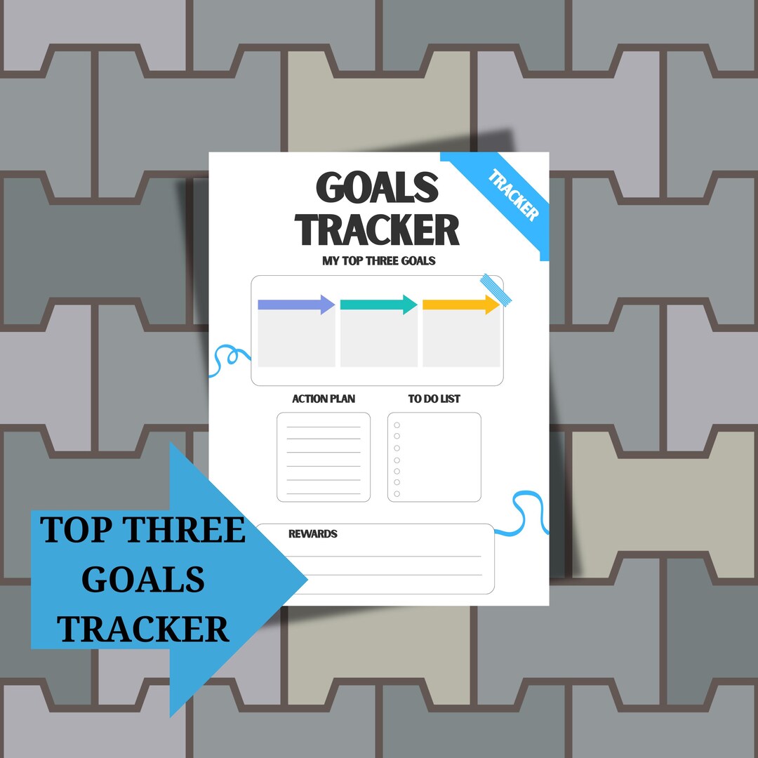 Top Three Goals Tracker | Goal Setting Poster | Action Plan Chart | 18 ...