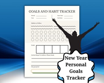 Tracker minimalista di obiettivi e abitudini stampabile / PDF in bianco e nero