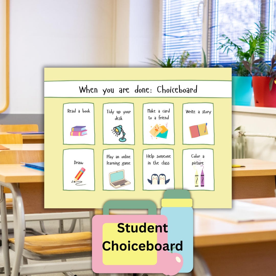 When You Are Done Choiceboard | Early Finisher Classroom Poster | 8 ...
