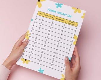Parent Contact Log: Printable Teacher Communication Tracker (PDF Download 8.5x11in