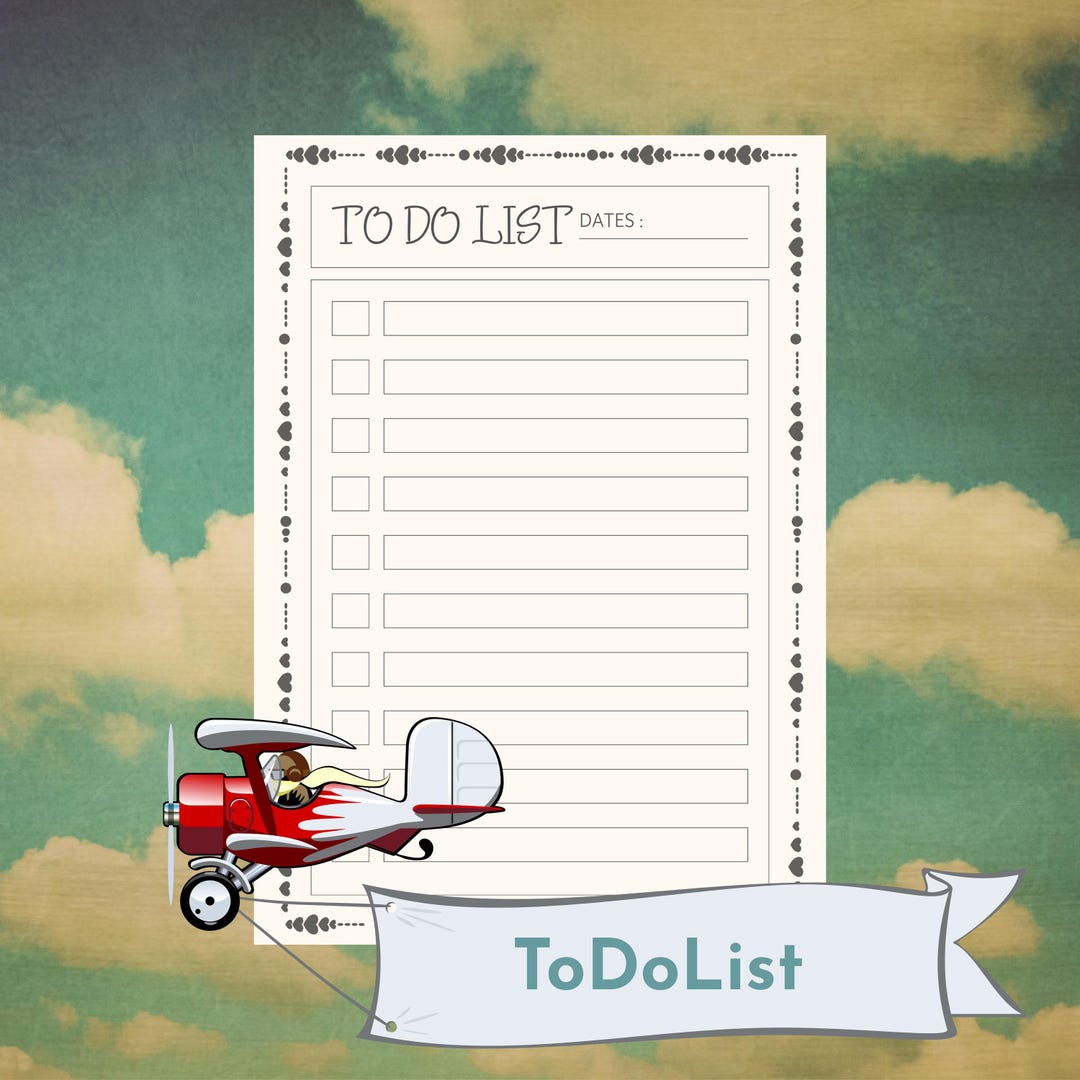 Bordered List Template Printable to Do List | Heart Border Checklist (PDF Instant Download) - Etsy