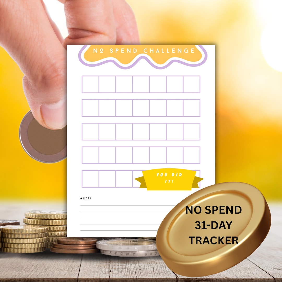 31-day No Spend Challenge Tracker | Gold Budget Printable (PDF Download ...