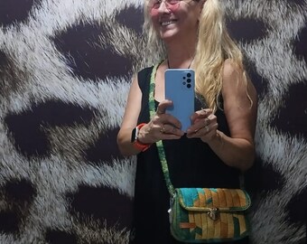 Bolso de hombro colorido estilo boho único hecho a mano