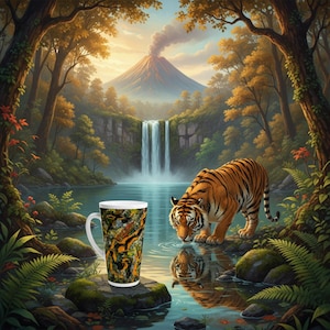 Electric Roots Latte Mug – 17oz Abstract Growth Design, Dishwasher Safe