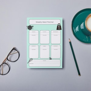 Weekly Meal Planner with Grocery List | A4 Printable Menu Organizer | Meal Prep Template | Instant Download PDF