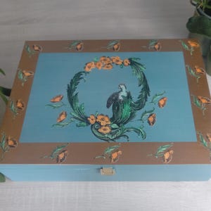 Box painted with watercolor bird