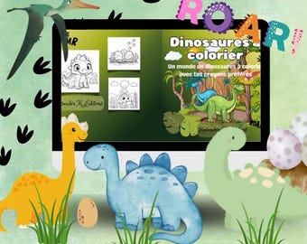 Libros para colorear, Dibujos, Libro para colorear de dinosaurios, Dinosaurios
