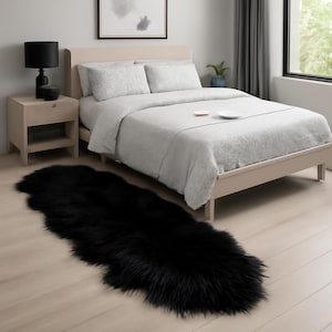 Extra Large Double Black Icelandic Sheepskin Rug – Long Wool, Luxurious & Natural – Sofa, Bed, or Floor Decor