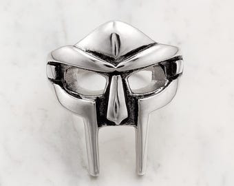 Bague masque de gladiateur : bijoux fantaisie vintage gothiques punk en argent