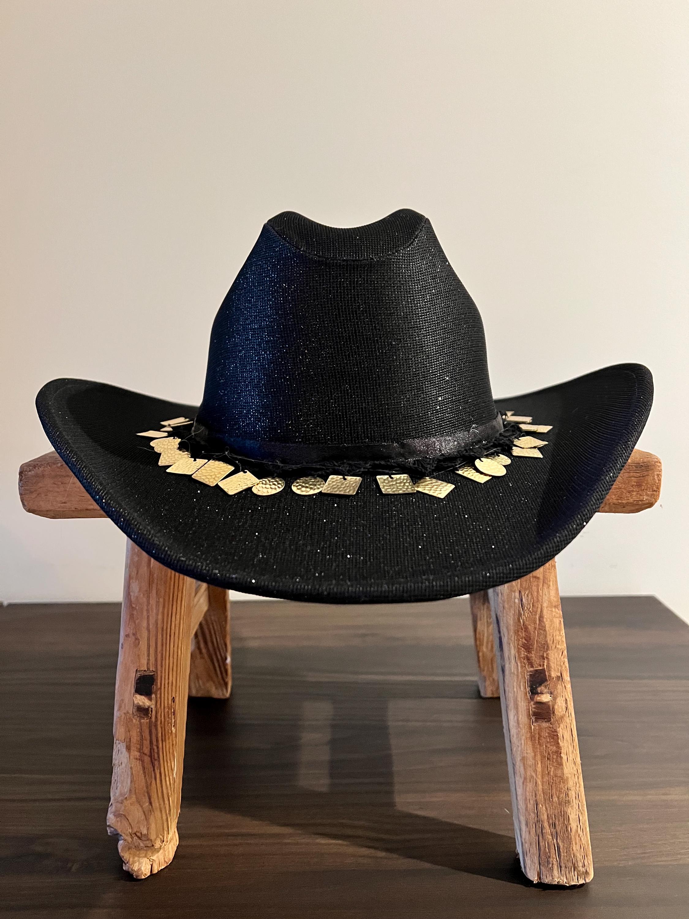 Custom Black Sparkle Cowboy Hat With Gold Detail - Etsy