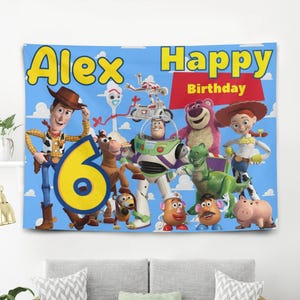 Personalized Toy Story Birthday Banner Backdrop: Custom Party Decoration