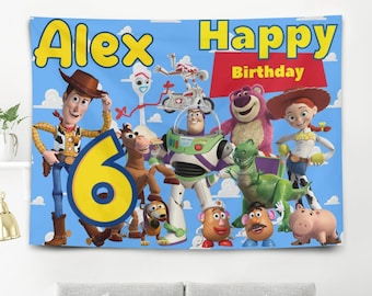 Personalized Toy Story Birthday Banner Backdrop: Custom Party Decoration