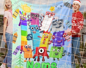 Number Blocks Blanket Gift, Personalize Numberblock Blankets Birthday Xmas Gift