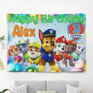 Custom Paw Patrol Birthday Banner Backdrop: Personalized Party Decoration