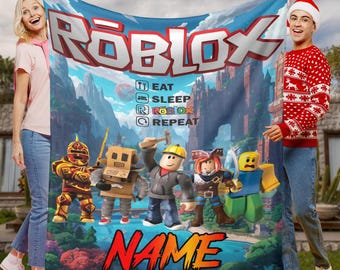 Personalized Roblox Game Blanket, Custom Name Kids Birthday Xmas Gift