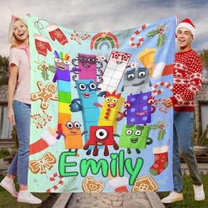 Numberblocks Weihnachtsdecke Geschenk, personalisieren Number Blocks Decken Weihnachtsgeschenk