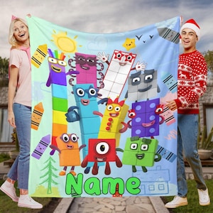 Number Blocks Blanket Geschenk, Anzahl Block-Decken Geburtstags-Weihnachtsgeschenk Personalisieren