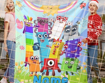 Custom Numberblock Kids Blanket Gift, Personalize Name Number Blocks Blankets Birthday Xmas Gift