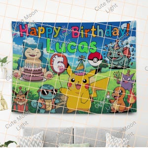 Custom Pokemon Birthday Banner Backdrop: Personalized Party Decoration