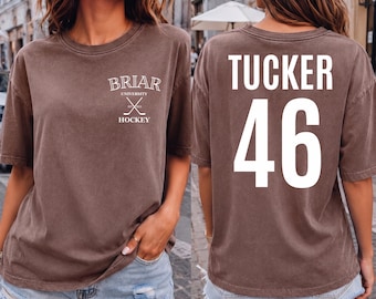 Briar U Hockey. Off campus tee. Logo T-shirt | Personalized Name & Number Logan 46.