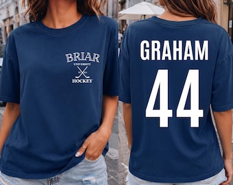 Briar U. Off Campus Hockey TEE. personalized name and number T-shirt | Graham 44 Jersey. Book girlie.