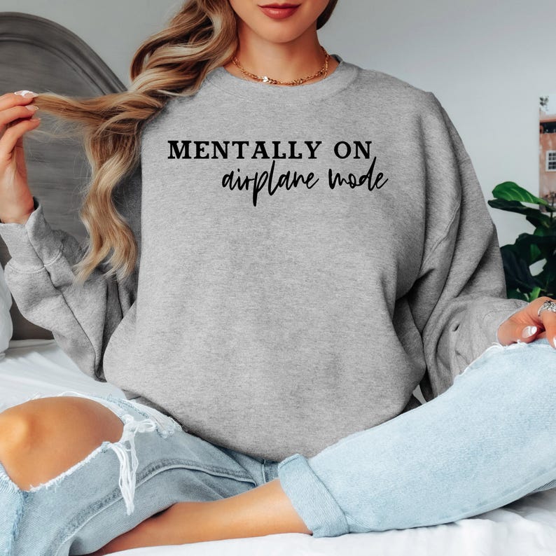 Mentally on Airplane Mode Sweatshirt | Travel Quote Crewneck 画像 8