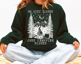 Campfire Nights Crewneck-tröja, mysig unisex-passform