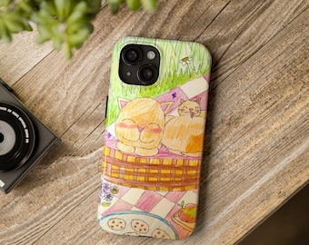 Funda resistente con diseño de gato para iPhone 15: Diseño brillante y maullido