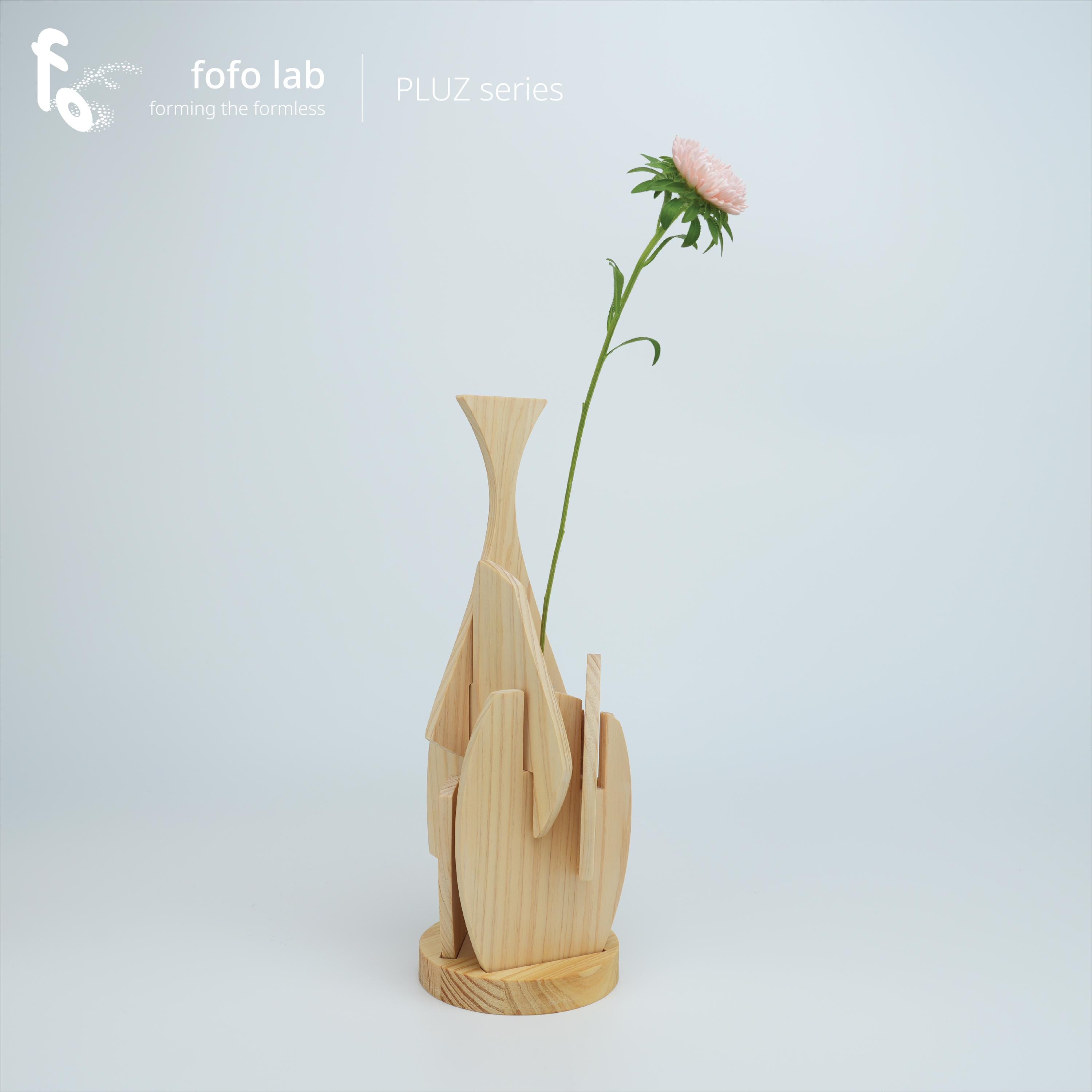 Cypress Wood Puzzle Vase NO1: Japanese Design Sculptural Table