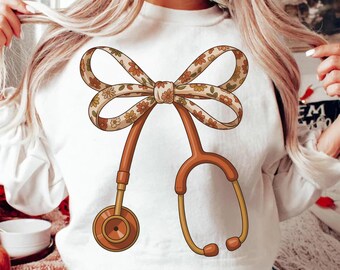 Fall Nurse Stethoscope PNG, Autumn Bow Nursing Design, Fall Flowers Nurse PNG, Pumpkin Season Nurse Clipart, Nursing Digital Download